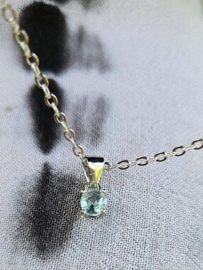 EFFY 18" March Birthstone Pendant Necklace-Aquamarine Glass-Silver-Lobster Clasp